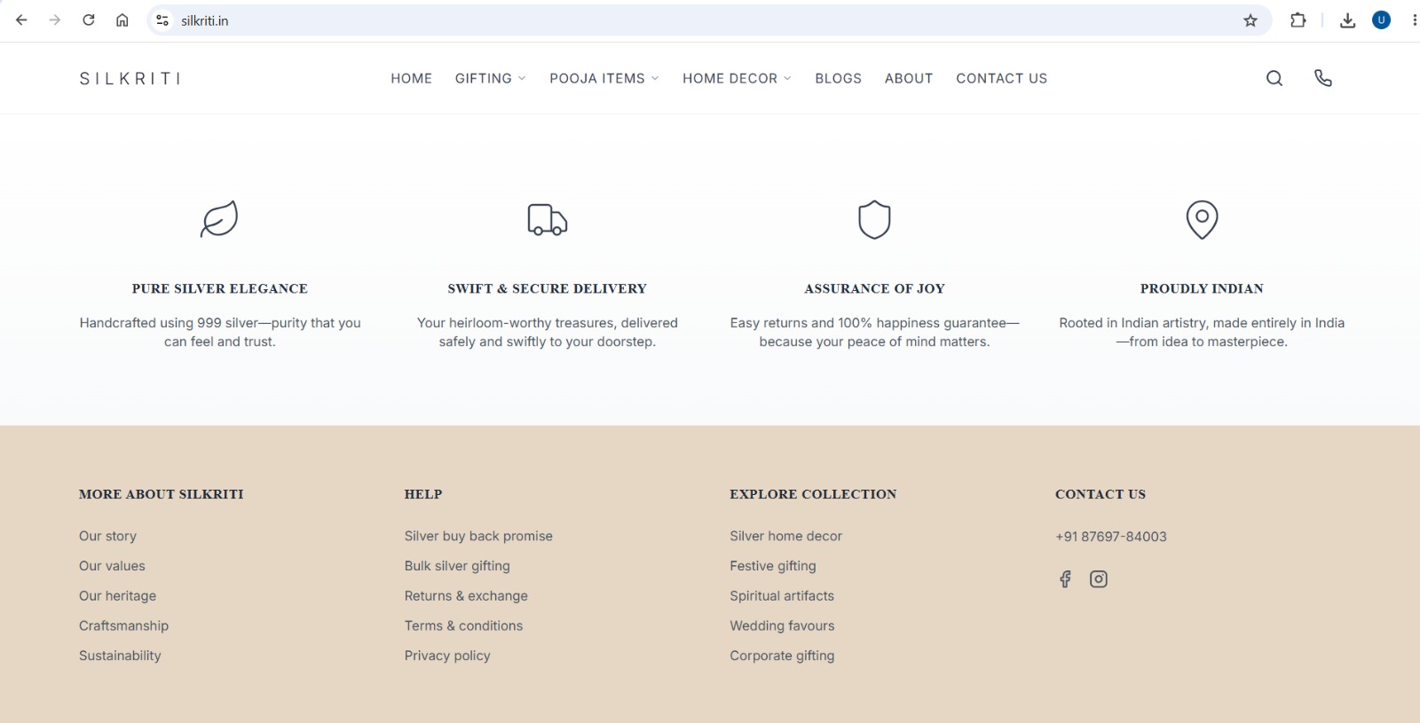 Silkriti product detail page with premium e-commerce presentation